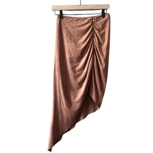 Women's M Chicago Red Label Akira Asymmetrical Ruched Skirt Faux Suede High Low